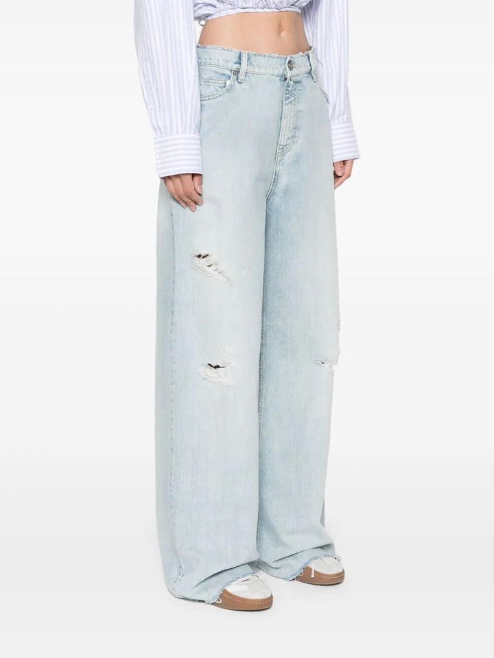 Golden Goose Women Journey W`S Melody Boyfriend Pant Destoyed Bleached Denim