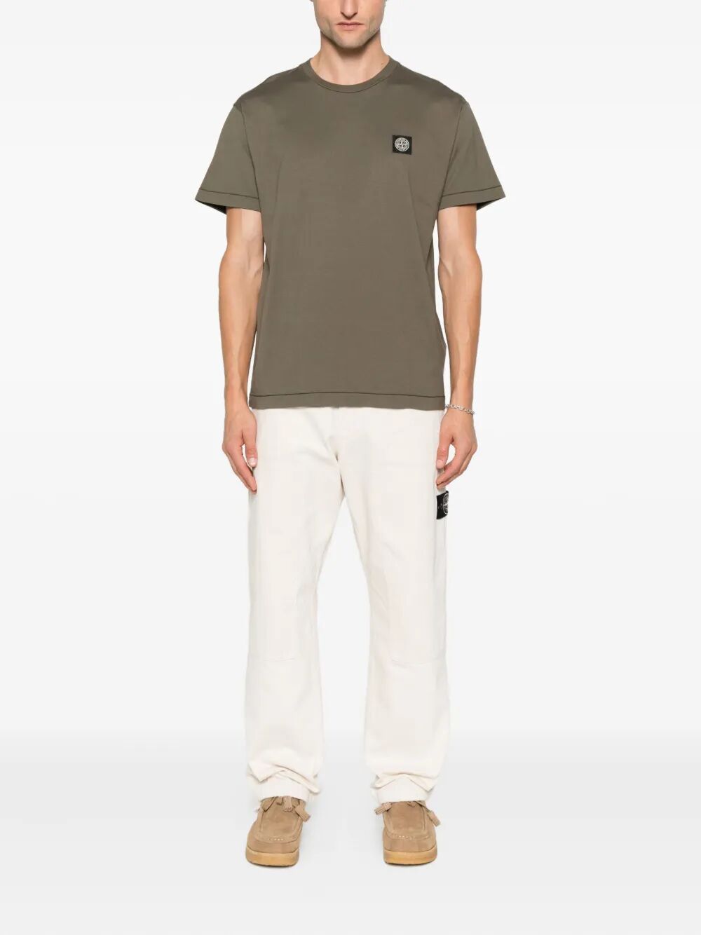 Stone Island Men Slim Fit Cotton Jersey T-Shirt With Compass Patch