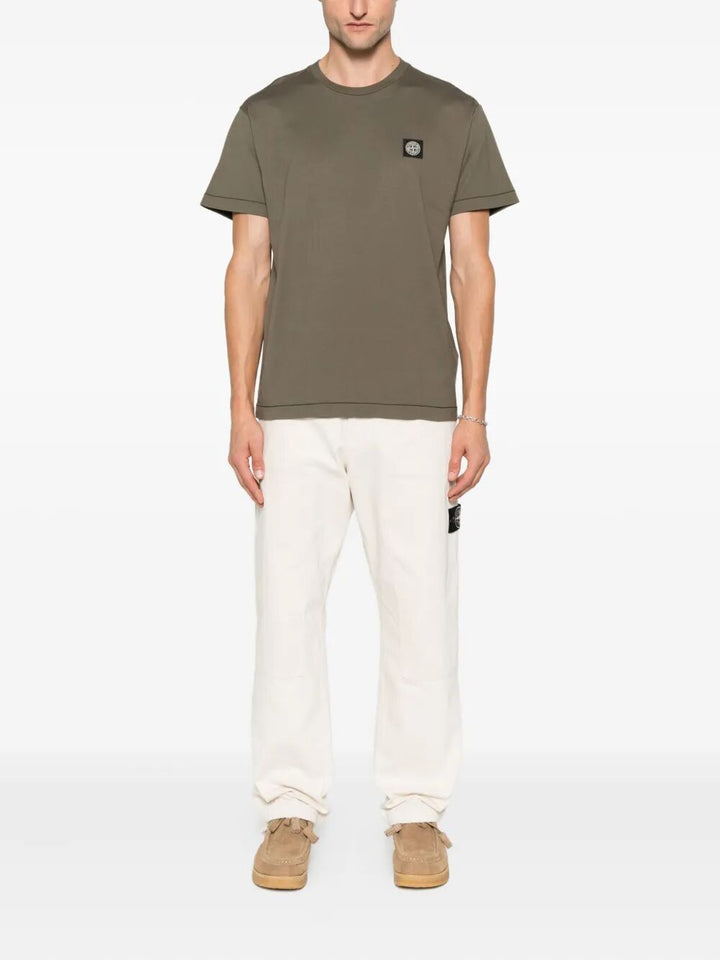 Stone Island Men Slim Fit Cotton Jersey T-Shirt With Compass Patch