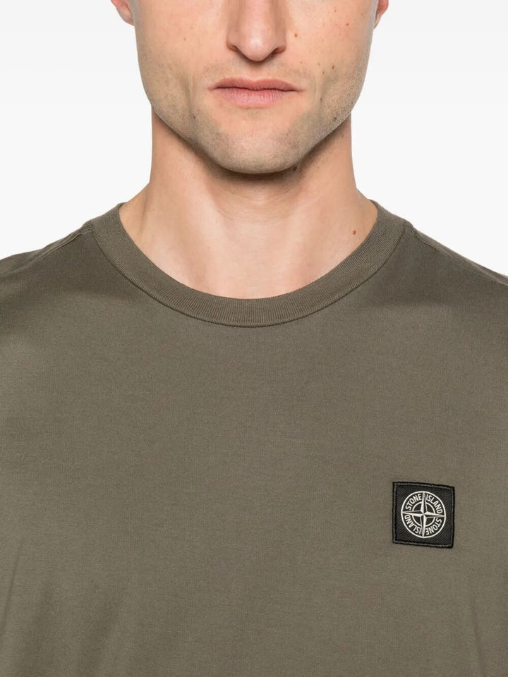 Stone Island Men Slim Fit Cotton Jersey T-Shirt With Compass Patch