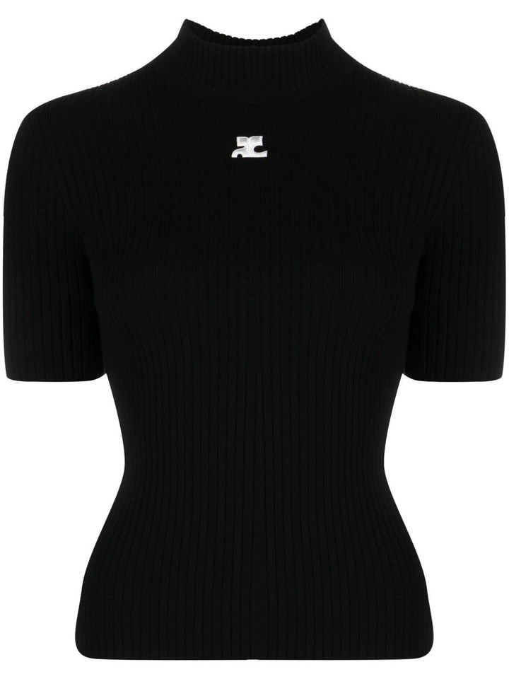Courreges Women Reedition Short Sleeves Ribbed Knitted Sweater