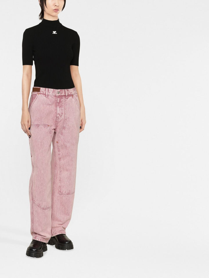 Courreges Women Reedition Short Sleeves Ribbed Knitted Sweater