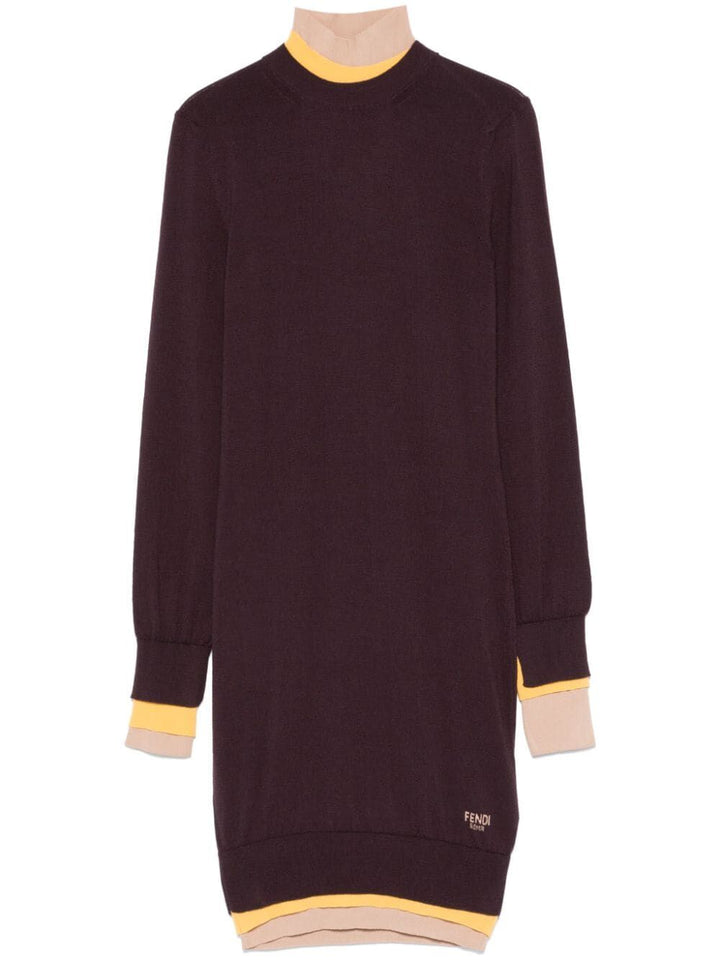 Fendi Women Multi Layer Wool Fitted Dress