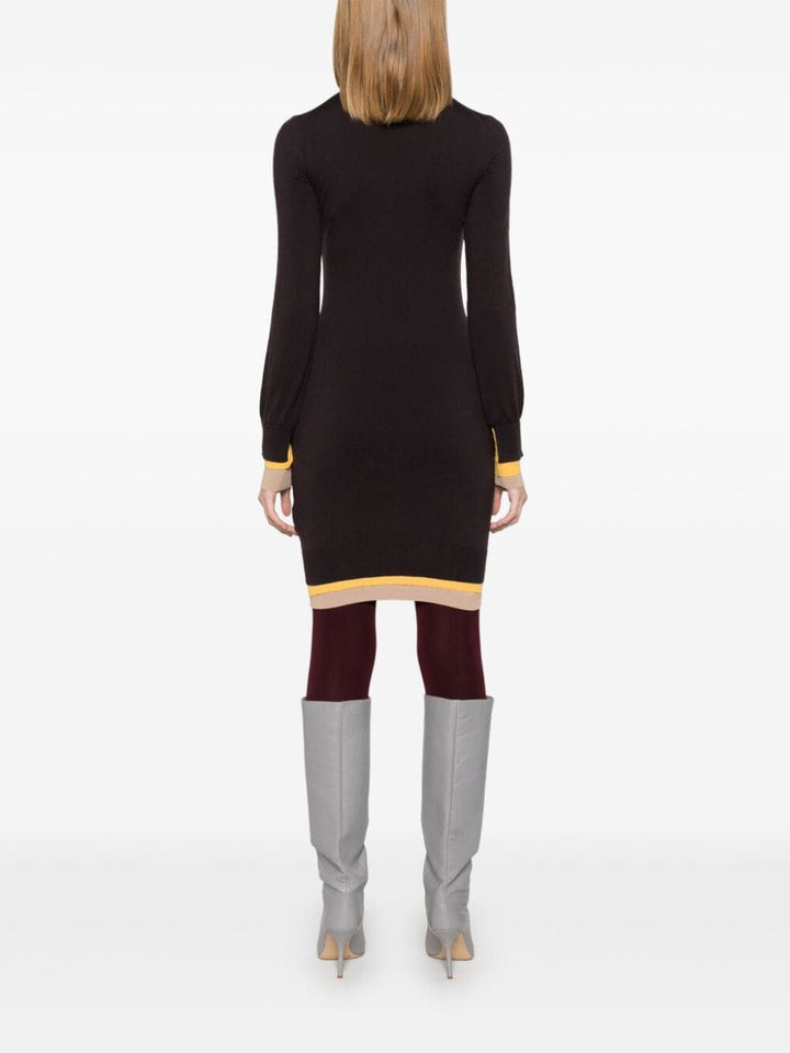 Fendi Women Multi Layer Wool Fitted Dress