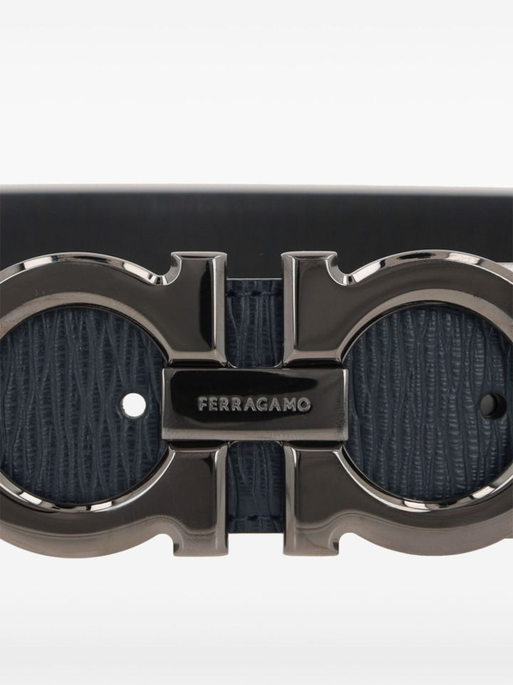 Ferragamo Men Semi-Matt Grained Leather Reversible Gancini Belt