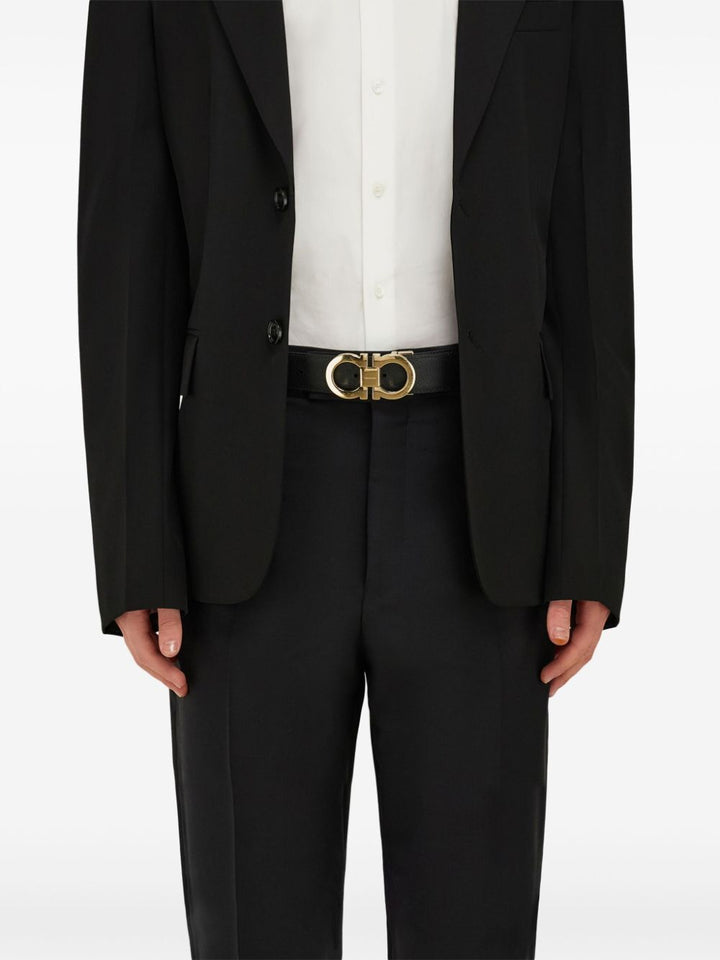 Ferragamo Men Grained Leather Reversible Gancini Belt