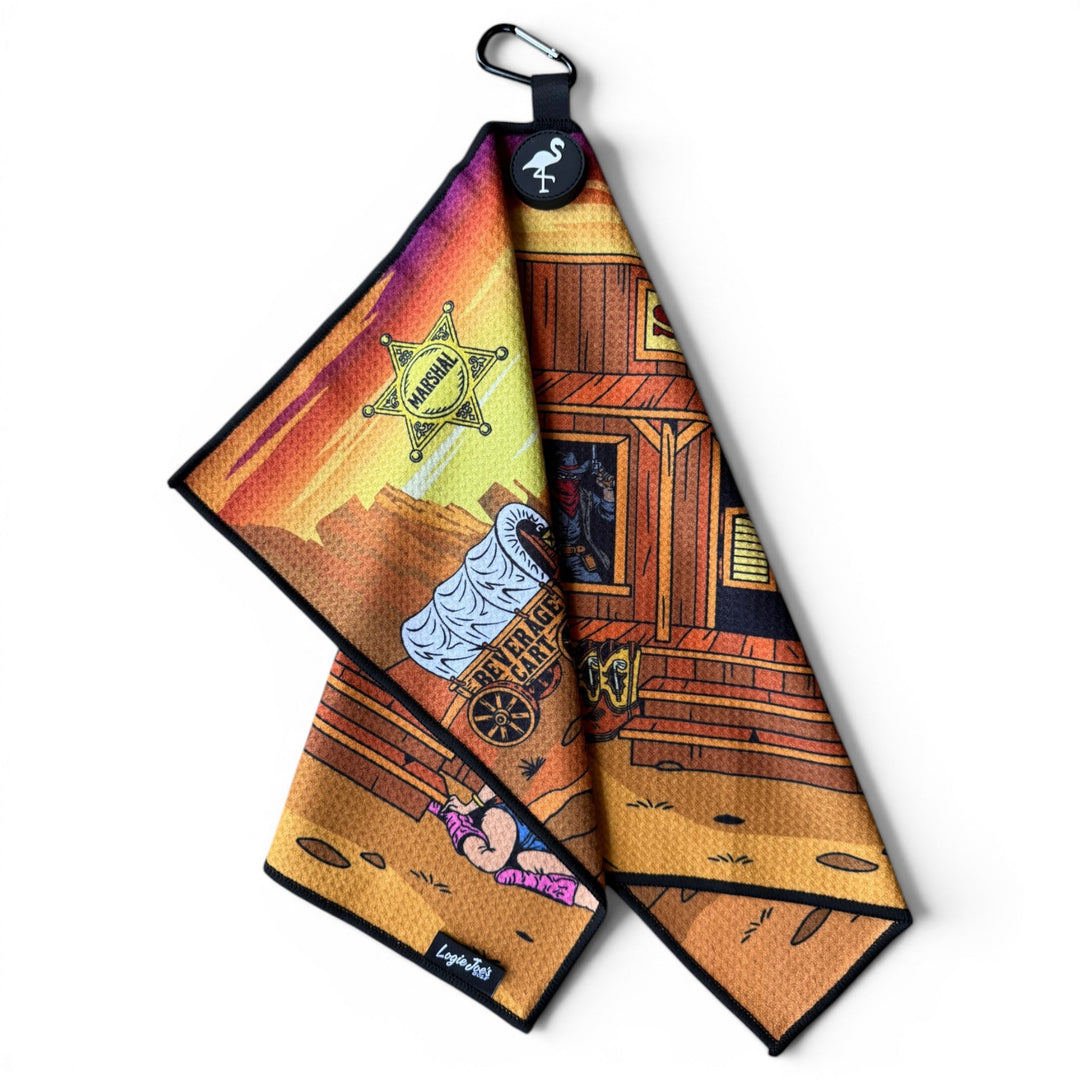 Wild Wild West Golf Towel | 24” x 16” Microfiber Towel | Magnetic Clip &amp; Carabiner | Premium Golf Accessory
