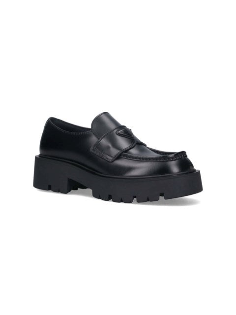 Prada Men Brushed Leather Loafers