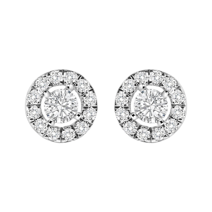 14K White Gold 3/4 Cttw Lab-Grown Diamond Floating Halo Stud Earring (F-G Color, VS1-VS2 Clarity)