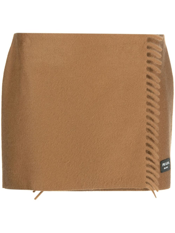 Prada Women Wraparound Cashmere Miniskirt