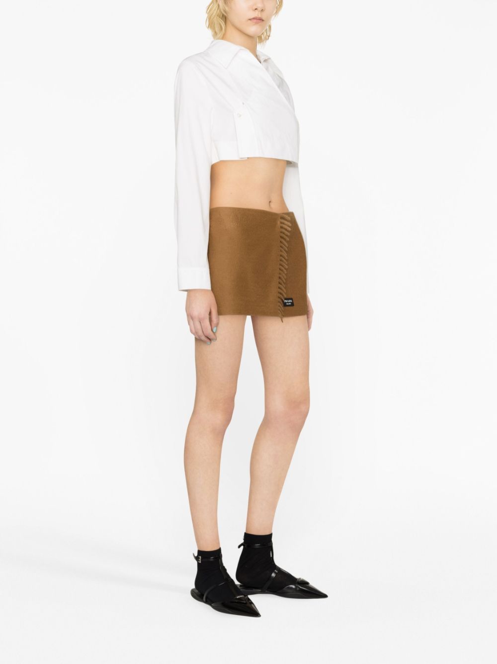 Prada Women Wraparound Cashmere Miniskirt