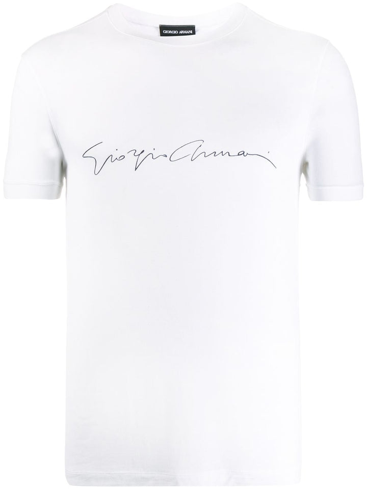 Giorgio Armani Men Asv Stretch-Viscose T-Shirt With Signature Logo