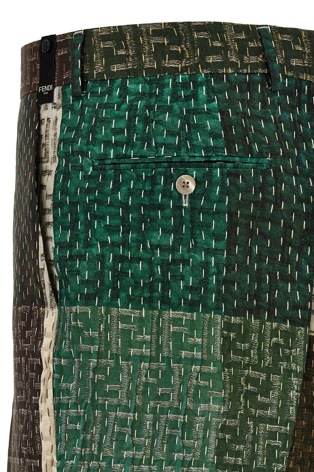 Fendi Men Patchwork Bermuda Shorts