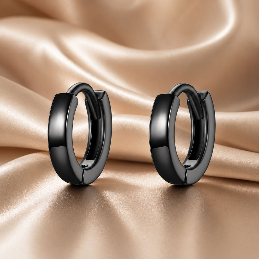 925 Sterling Silver &amp; Plated Black Gold Earrings