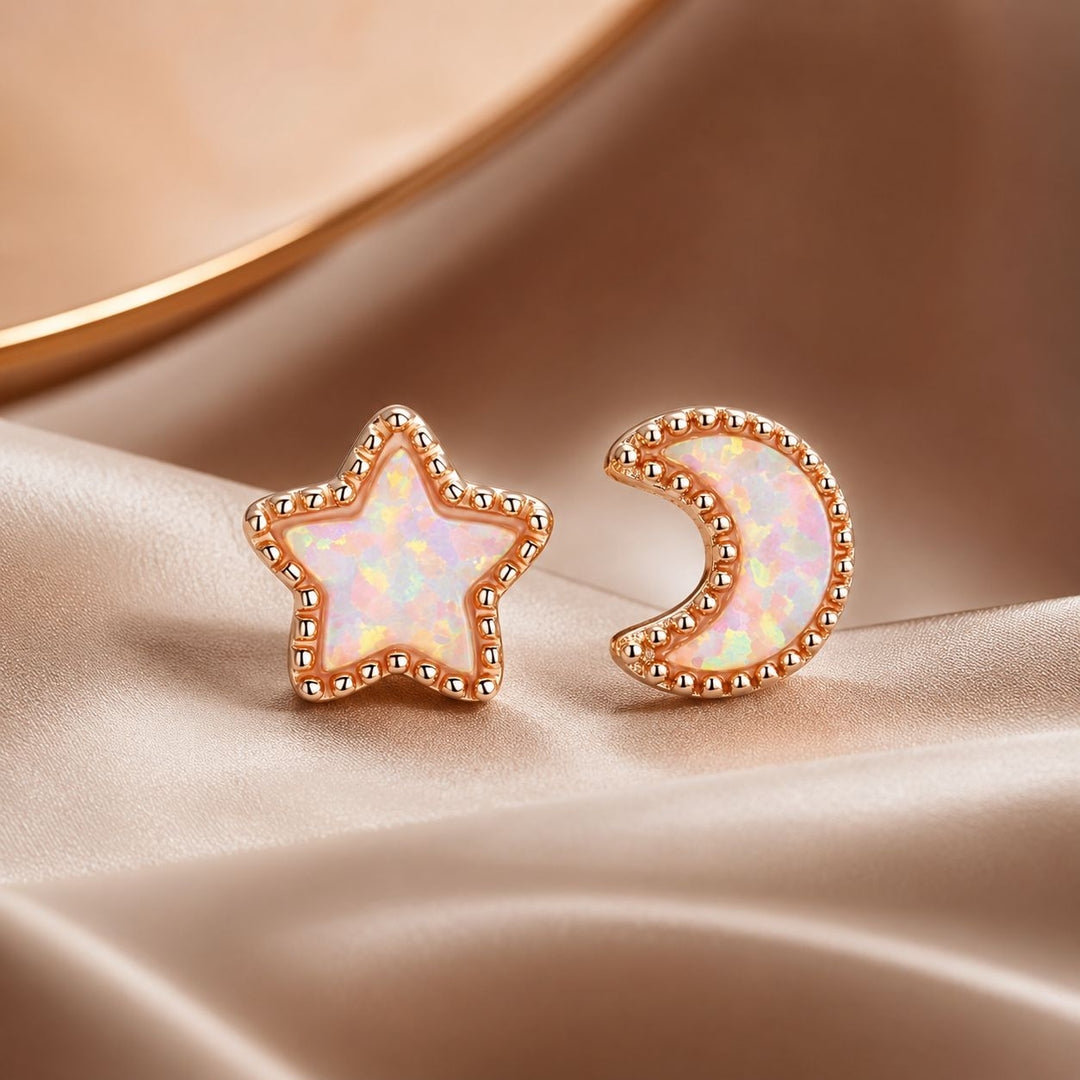 925 Sterling Silver Rose Gold Translucent Opal Earrings for Women