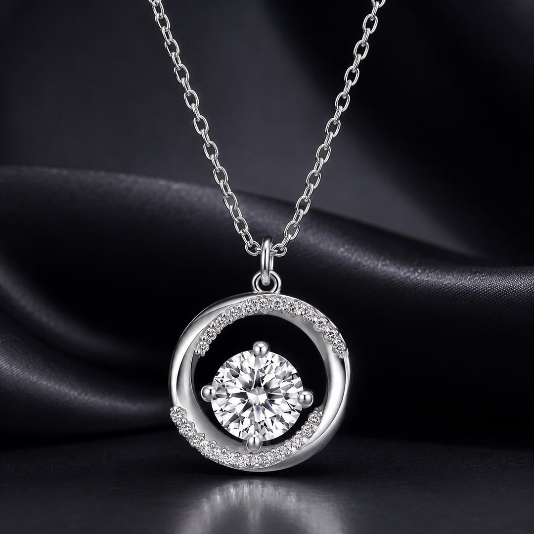 925 Sterling Silver Moissanite Necklace 40+5cm with CZ for Women