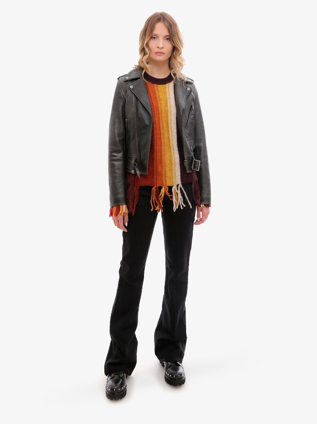 Golden Goose Deluxe Brand Women Slim Fit Destiny Lived-In Effect Leather Biker