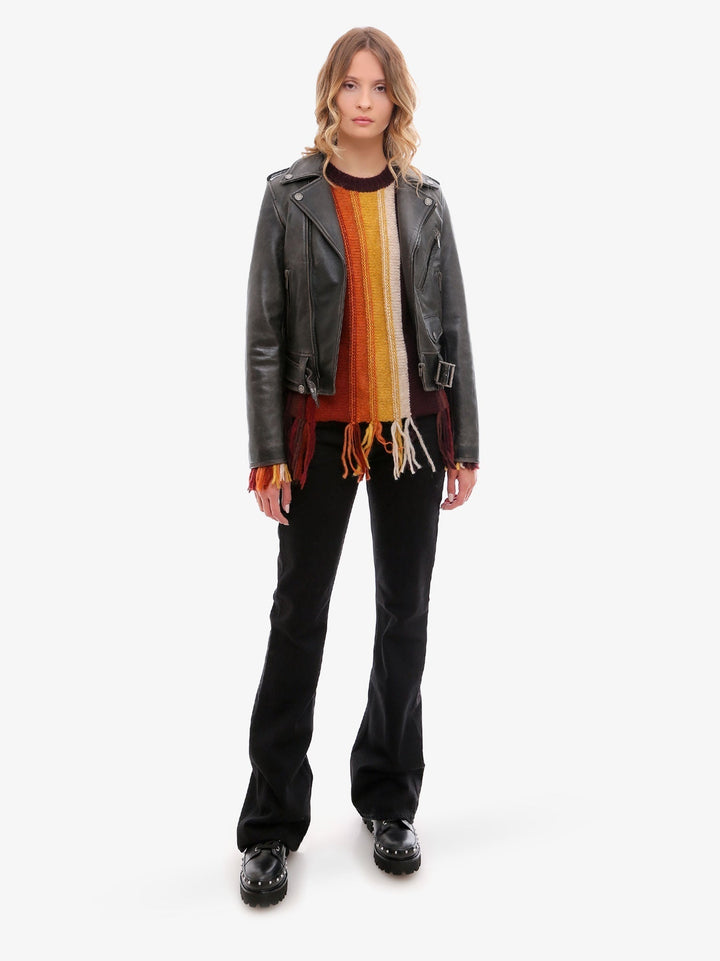 Golden Goose Deluxe Brand Women Slim Fit Destiny Lived-In Effect Leather Biker