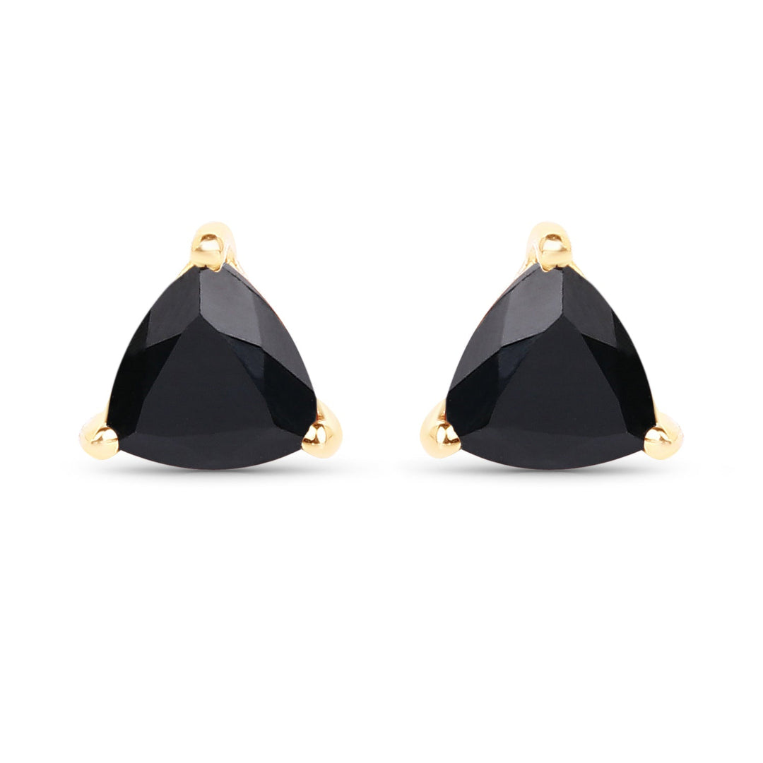 0.70 Carat Genuine Black Sapphire 14K Yellow Gold Earrings
