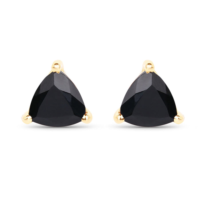 0.70 Carat Genuine Black Sapphire 14K Yellow Gold Earrings