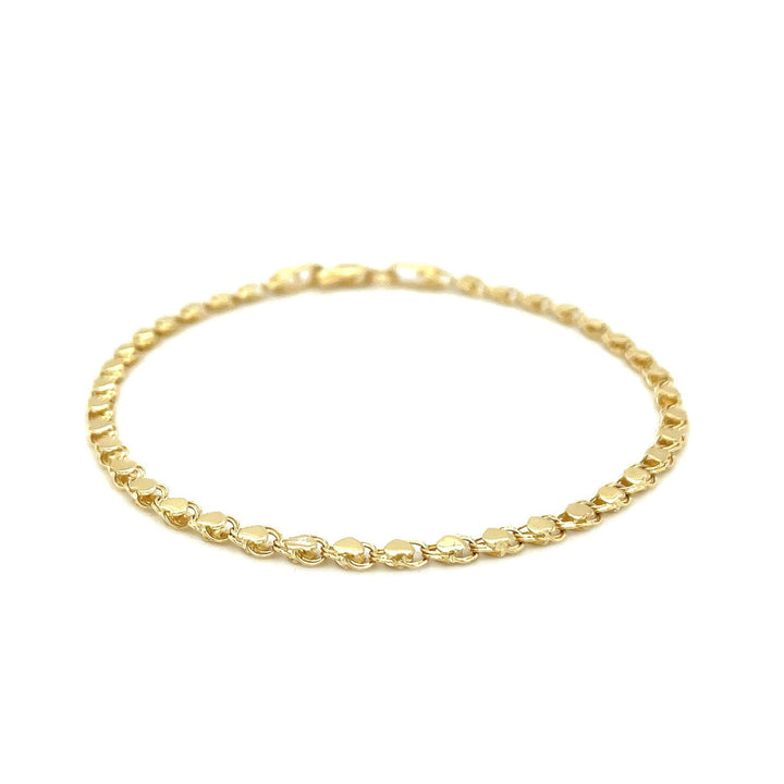 2.9mm 14k Yellow Gold Heart Bracelet