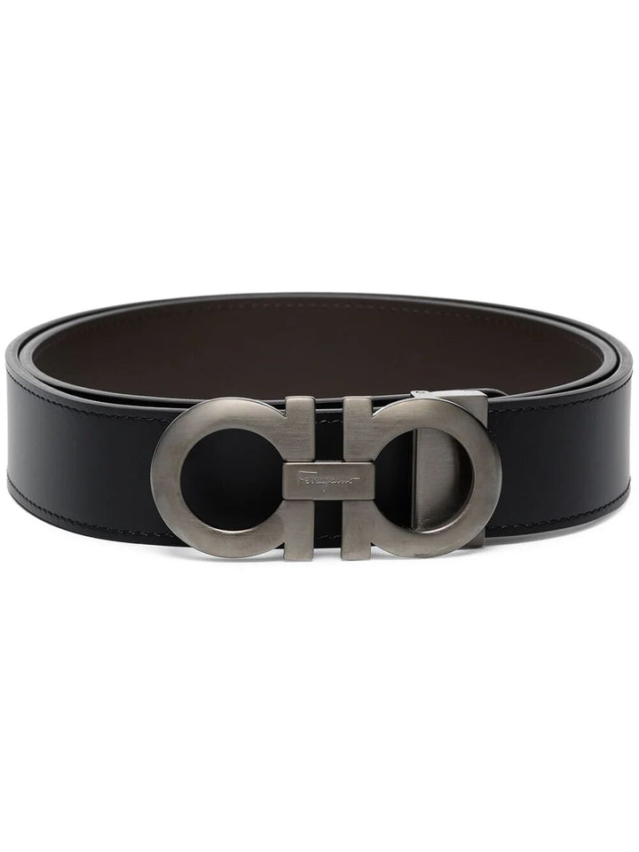 Ferragamo Men Brushed Finish Gancini Reversible Belt