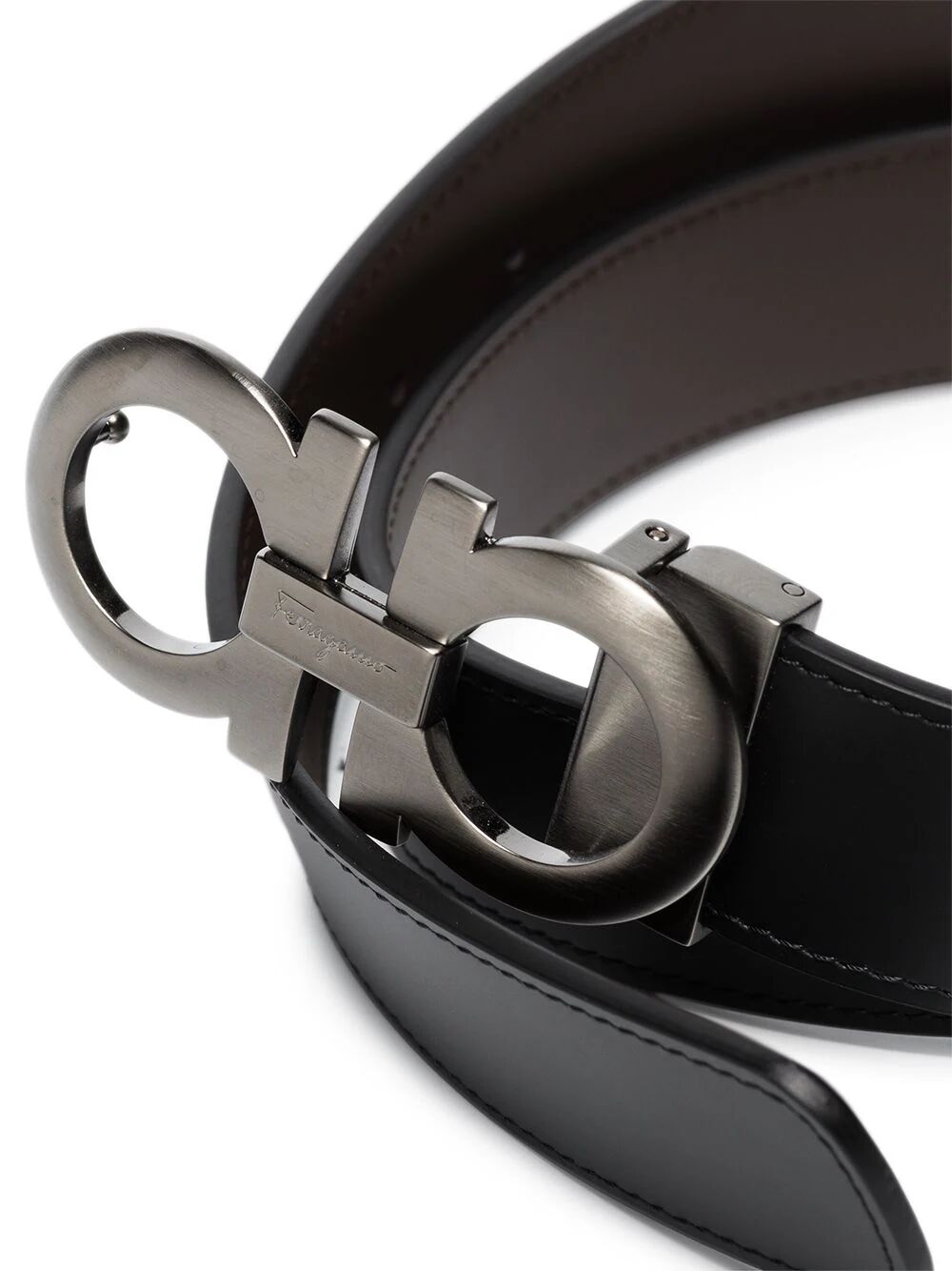 Ferragamo Men Brushed Finish Gancini Reversible Belt