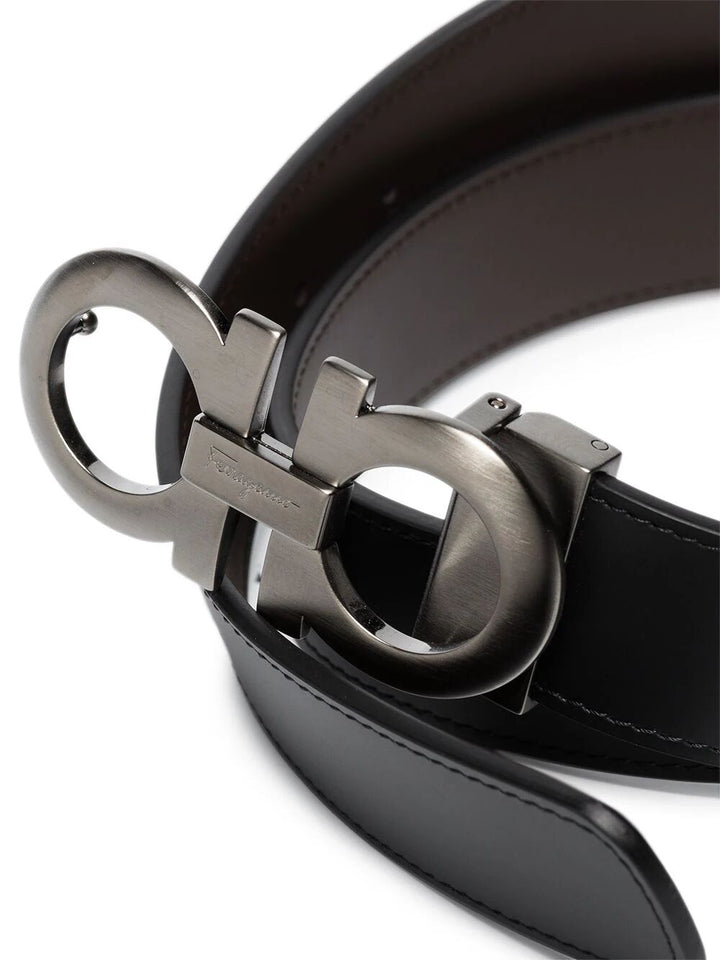 Ferragamo Men Brushed Finish Gancini Reversible Belt