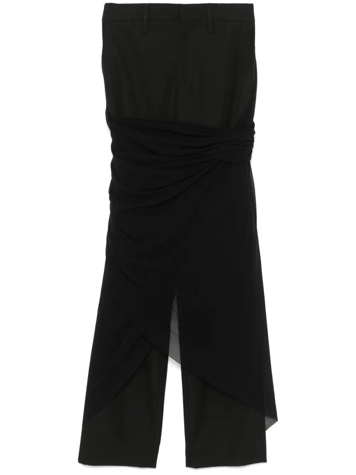 Black ruched skirt on a white background
