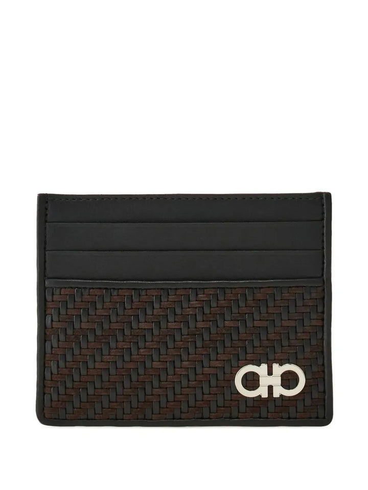 Ferragamo Men Gancini Woven Card Holder
