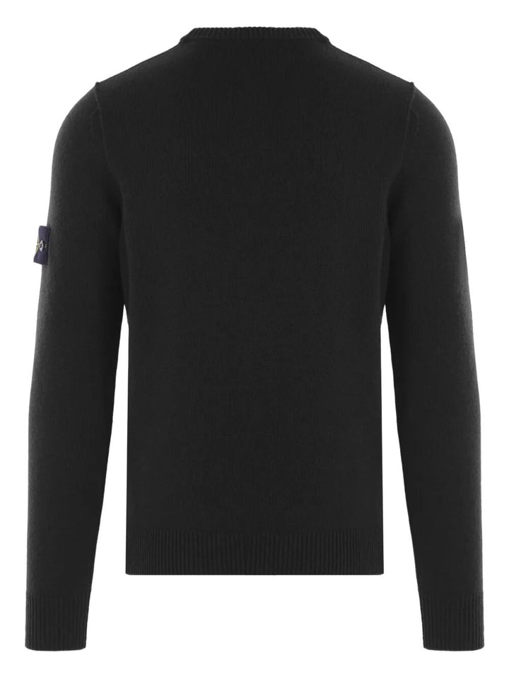 Stone Island Men Crew Neck Wool Sweater With Reverse Stitch Details