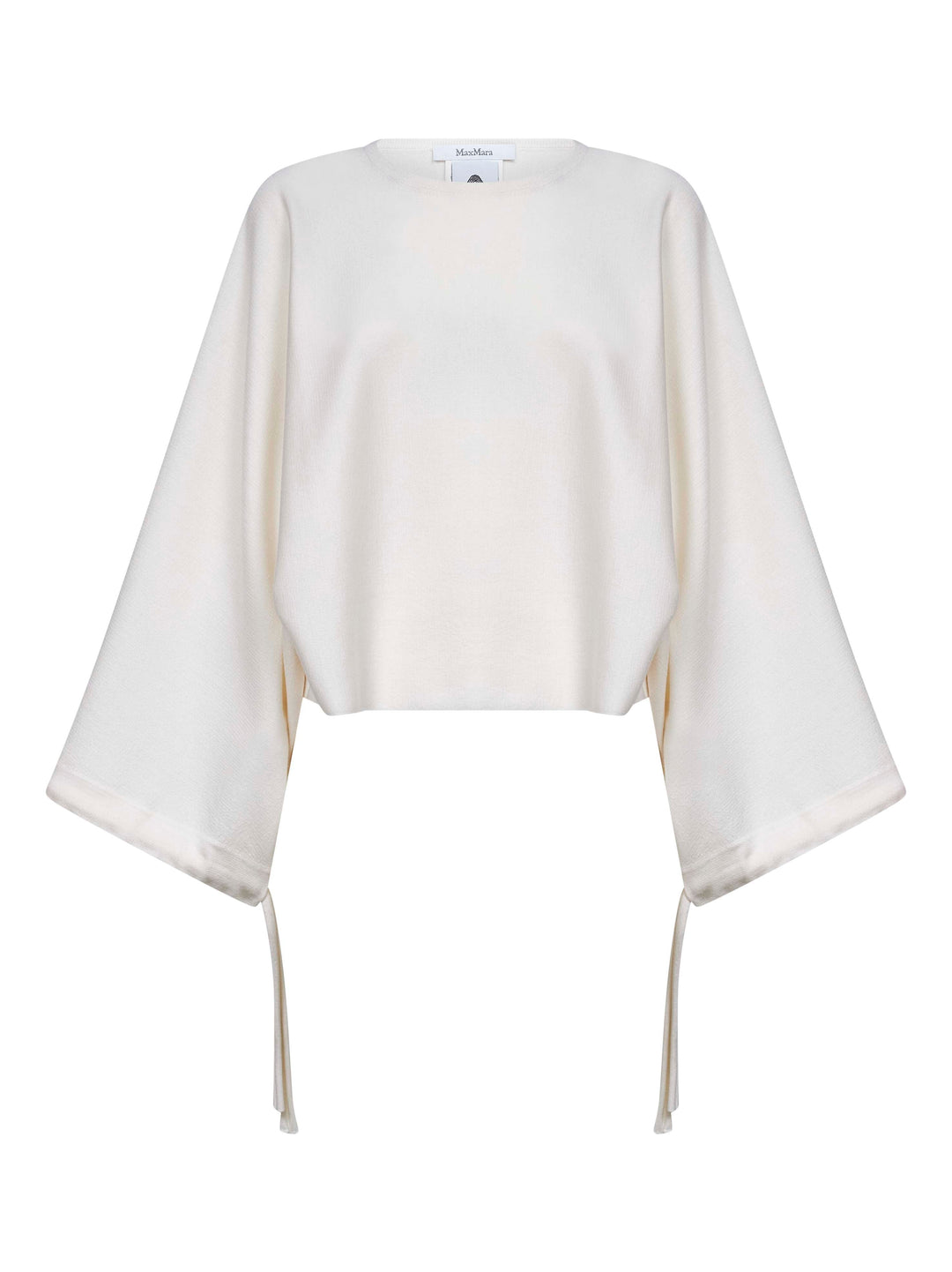 Max Mara Women White Wool Knit Frais Cropped Sweater