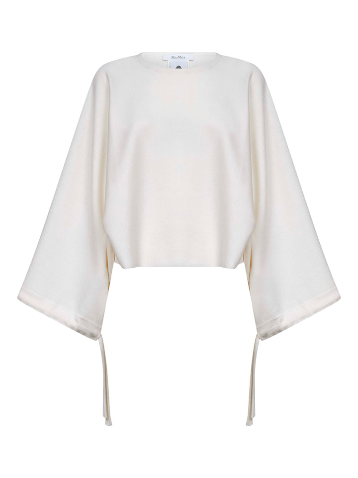 Max Mara Women White Wool Knit Frais Cropped Sweater