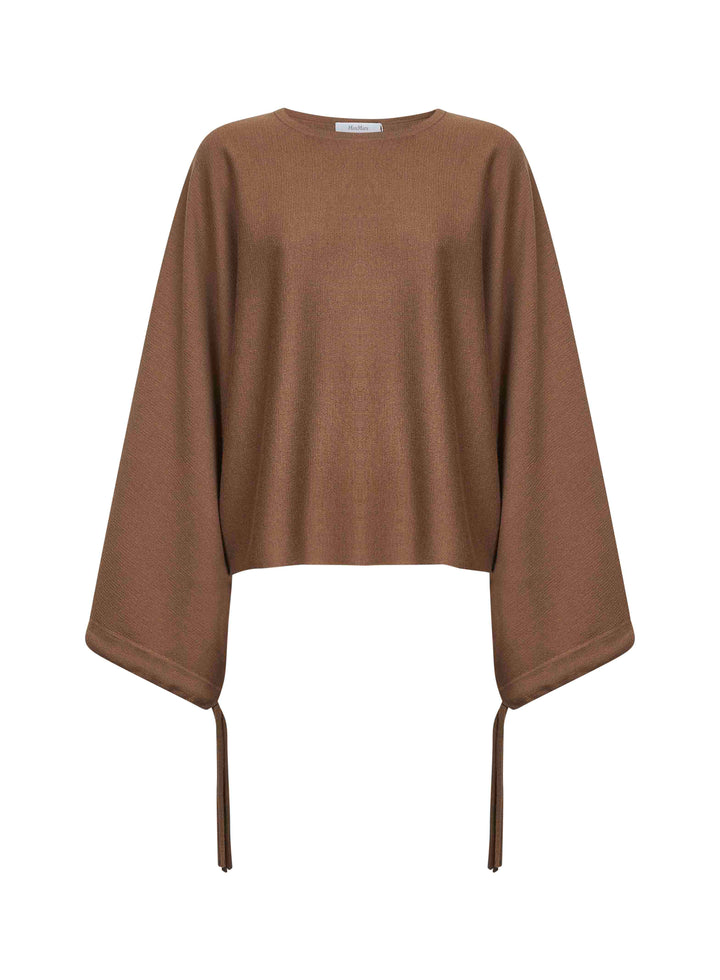 Max Mara Women Brown Wool Knit Frais Cropped Sweater
