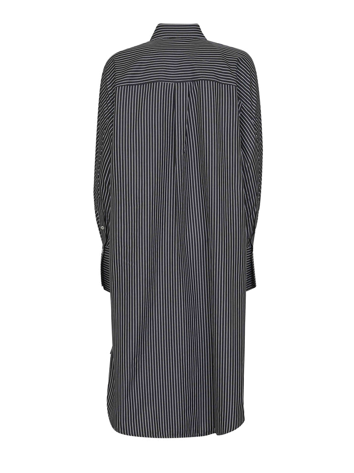 Toteme Women Black And White Striped Cotton Shirt Dress
