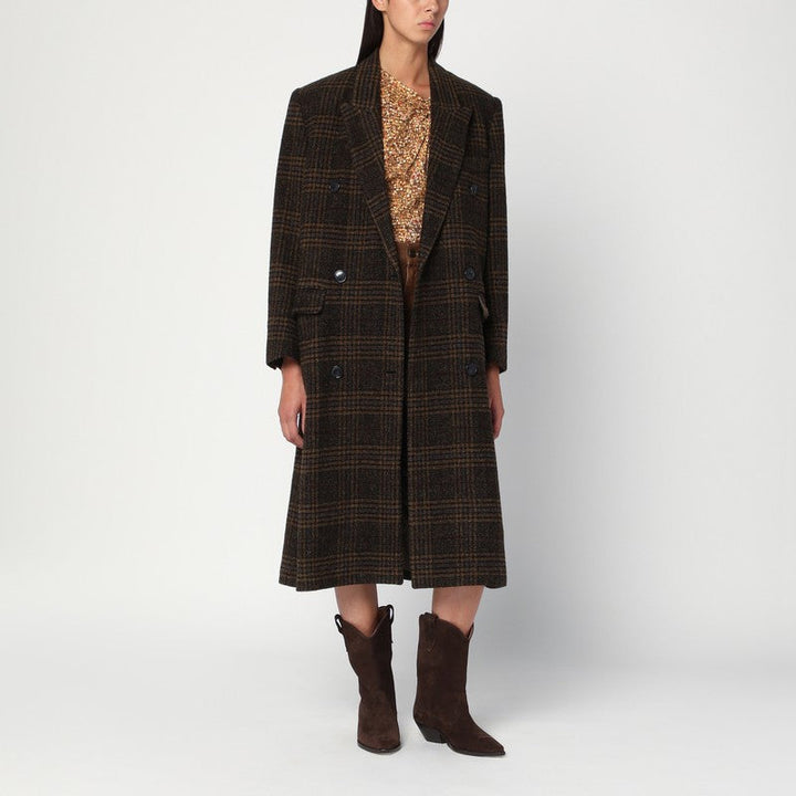 Isabel Marant Étoile Kaki Checked Lexana Double-Breasted Coat Women