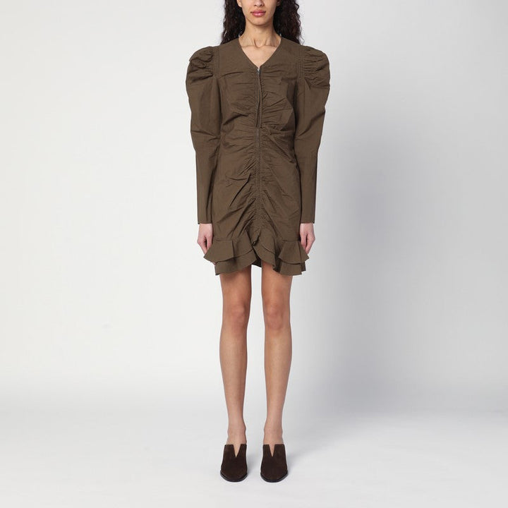 Isabel Marant Étoile Briali Mini Dress With Green Khaki Zip Women