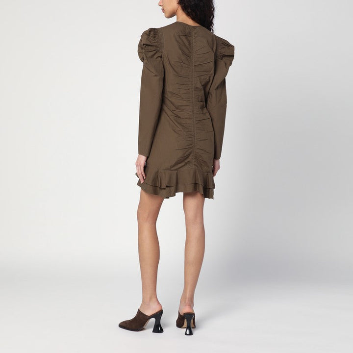 Isabel Marant Étoile Briali Mini Dress With Green Khaki Zip Women