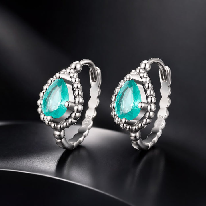 925 Sterling Silver Earrings with Pavé Setting and Transparent Glass