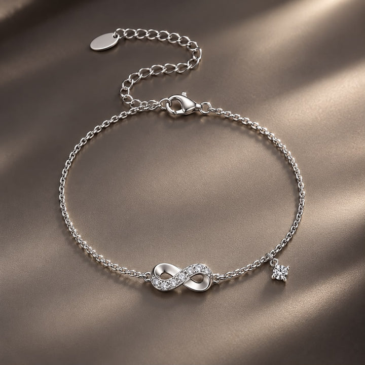 925 Sterling Silver White Gold Plated Moissanite 15+6cm Bracelet for Women
