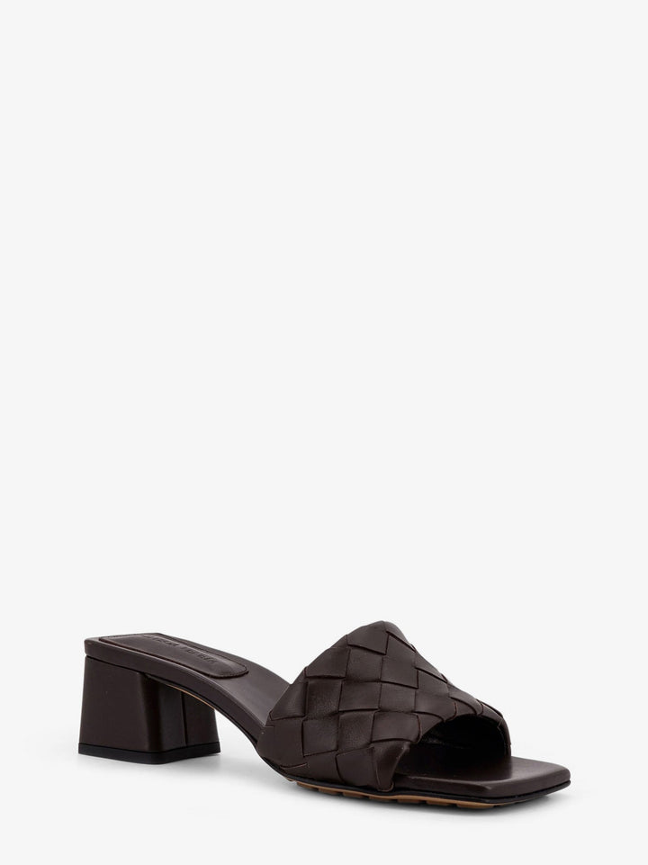 Bottega Veneta Women Leather Heel Sandals With Intrecciato Motif