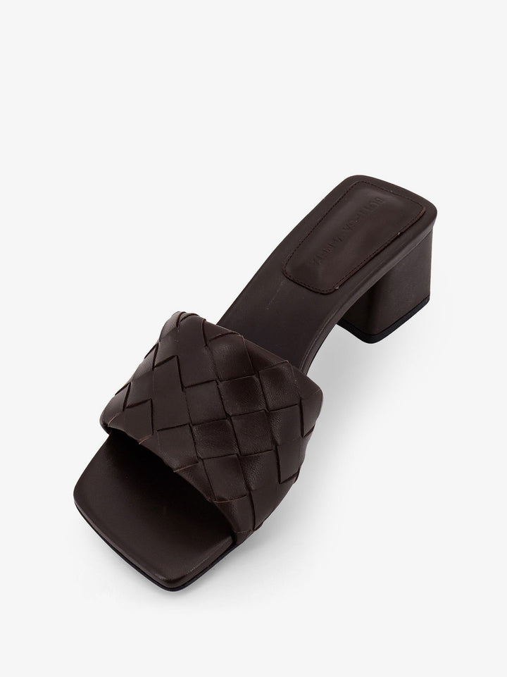 Bottega Veneta Women Leather Heel Sandals With Intrecciato Motif