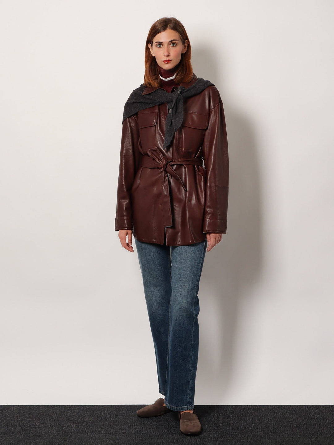 Brunello Cucinelli Women Leather Jacket With Belt