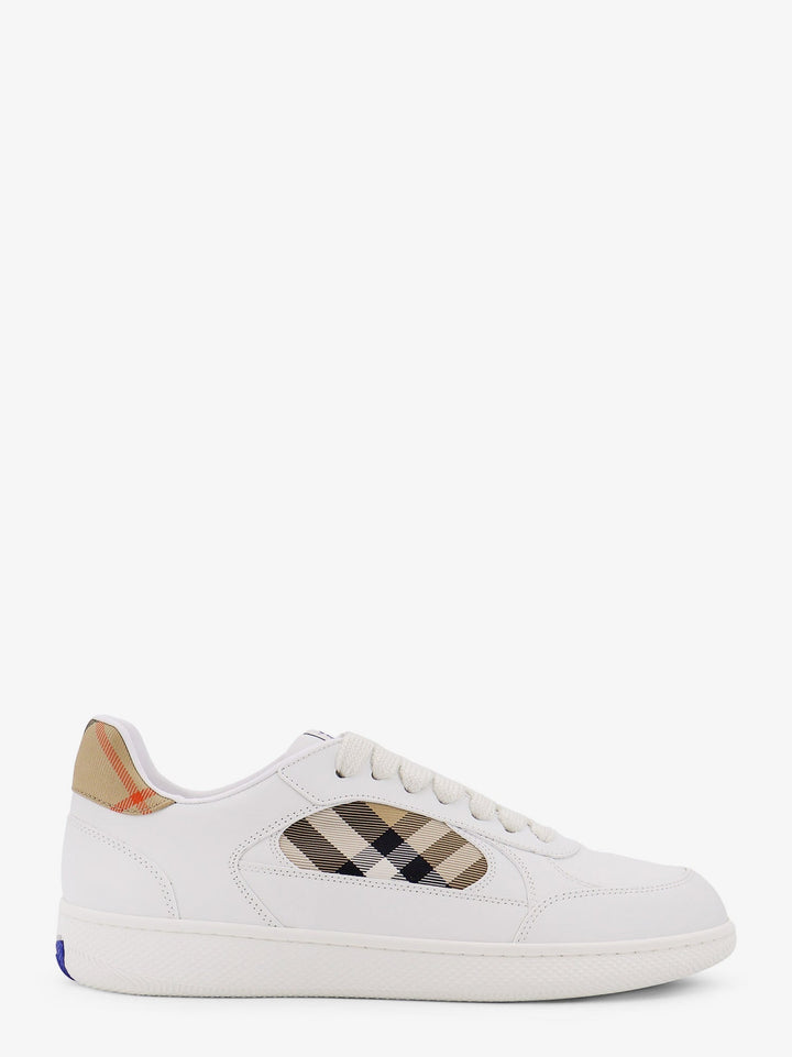 Burberry Men Low-Top Leather Sneakers With Check Inserts