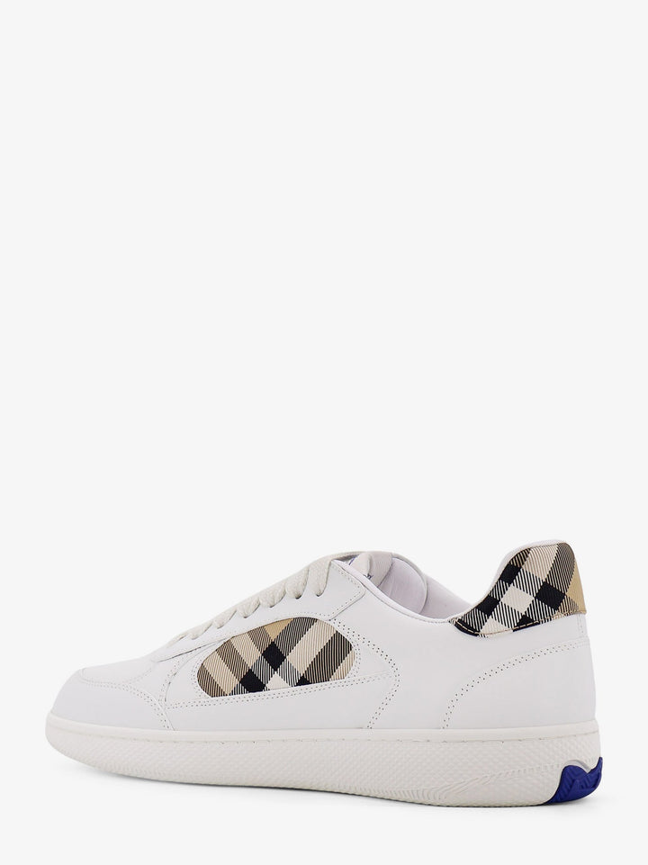 Burberry Men Low-Top Leather Sneakers With Check Inserts
