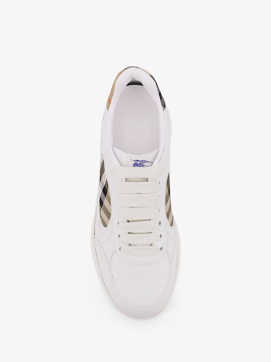 Burberry Men Low-Top Leather Sneakers With Check Inserts