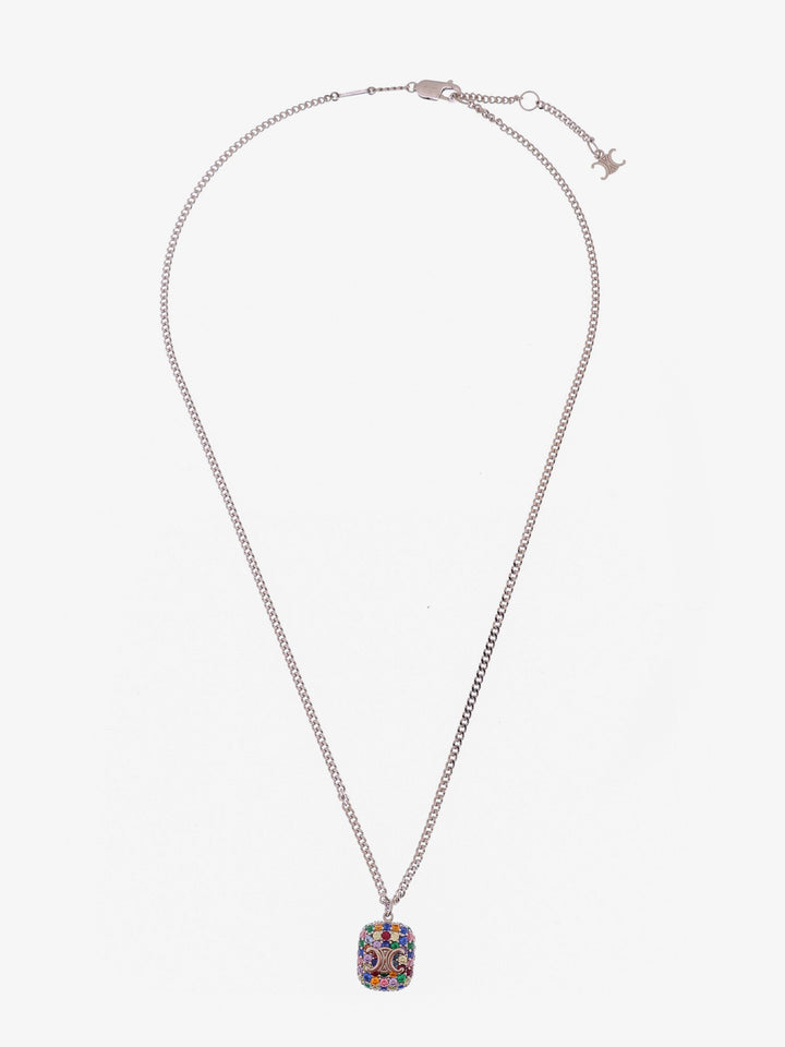 Celine Men Metal Necklace With Multicolor Pendant