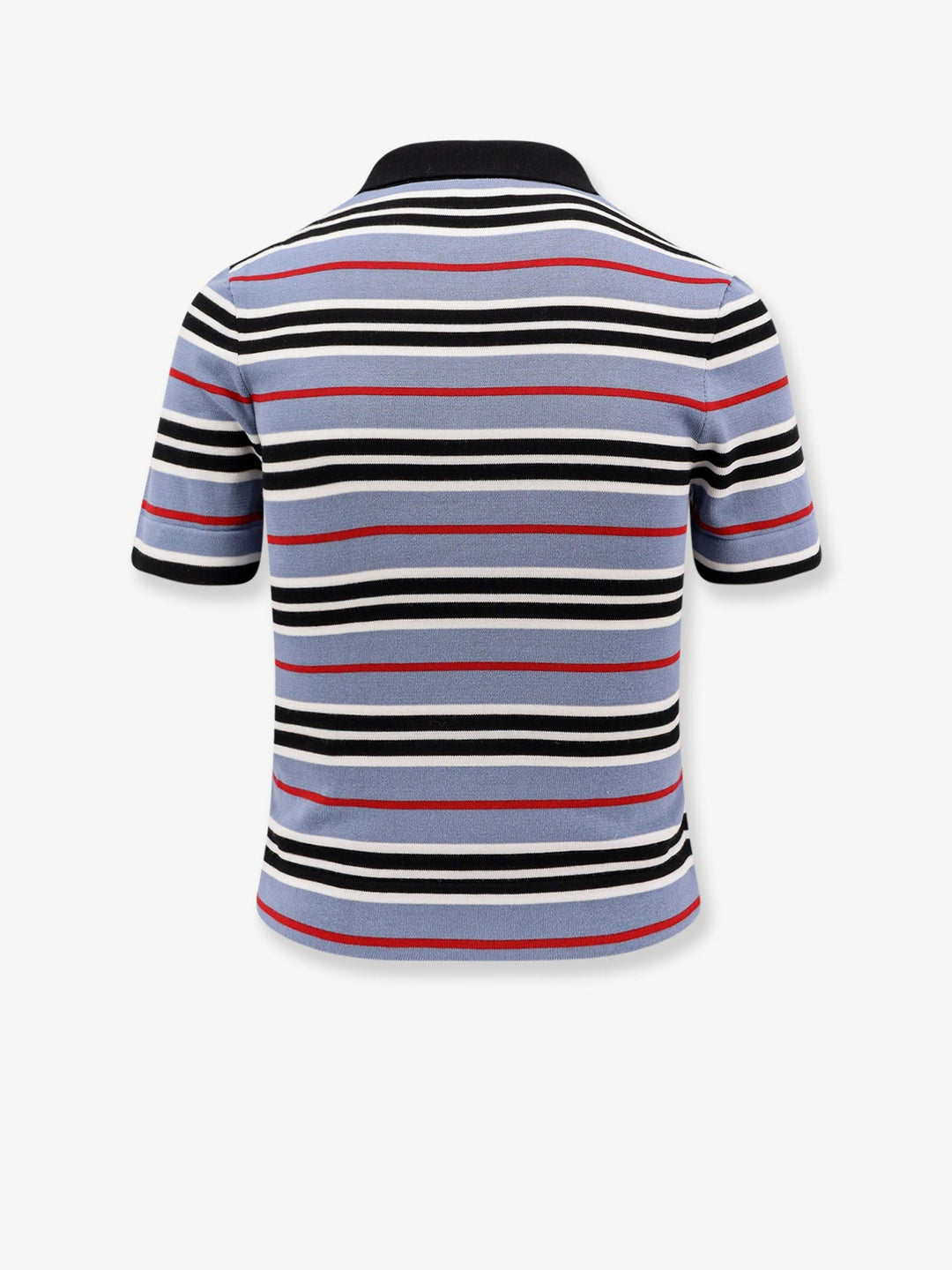 Celine Women Cotton Knit Polo Shirt With Striped Motif