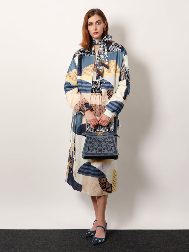 Fendi Women Peekaboo Iseeu Small Leather Shoulder Bag With Laser-Cut Coral Bandana Motif