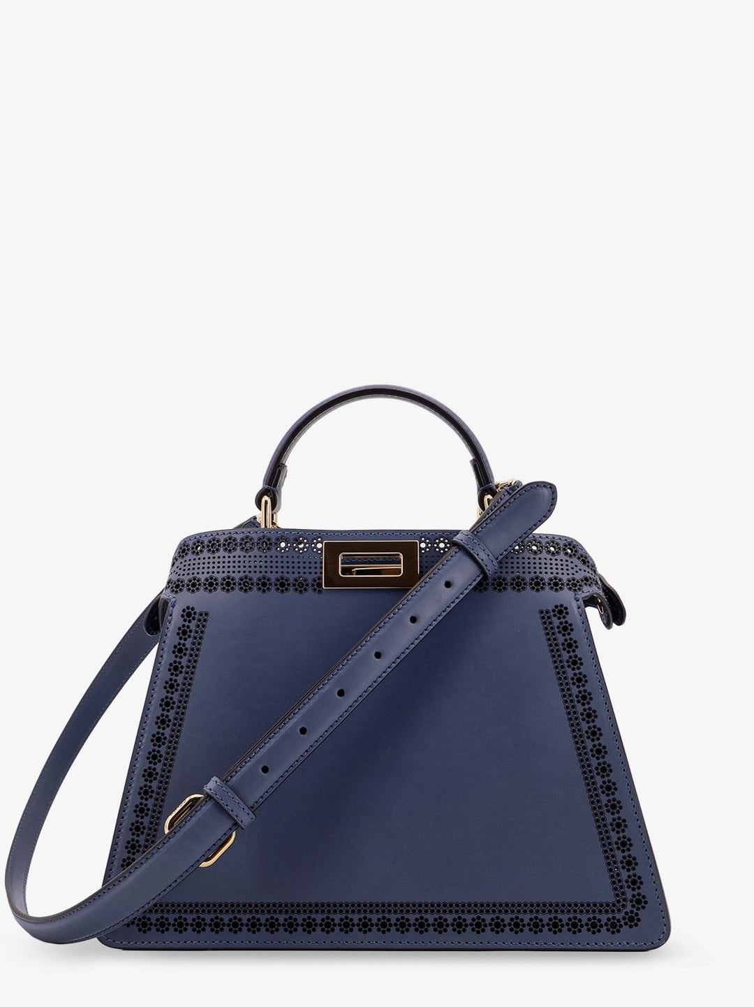 Fendi Women Peekaboo Iseeu Small Leather Shoulder Bag With Laser-Cut Coral Bandana Motif